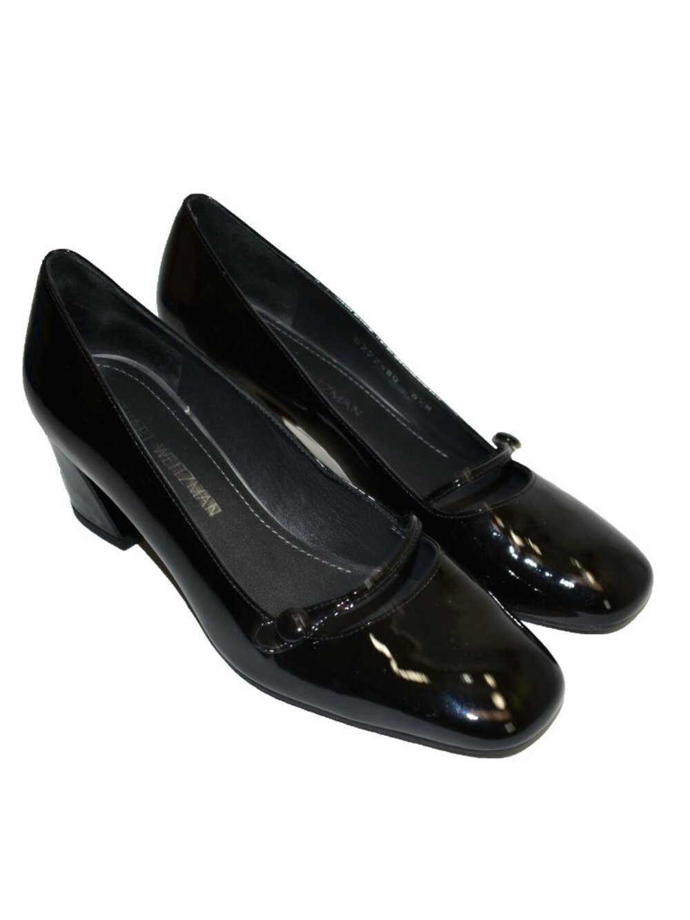 New! Stuart Weitzman Oneup Patent Leather Mary Jane Pump Black Size 8.5